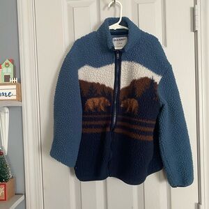 Old Navy Blue and Brown Bear Fleece Jacket